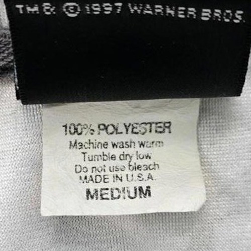 Vintage 1997 Warner Bros Studio Store Sport Polo Shirt Mens Medium Silver Grey - Picture 4 of 10